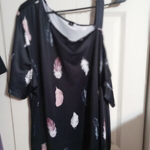 Women's Black Feather Print Blouse